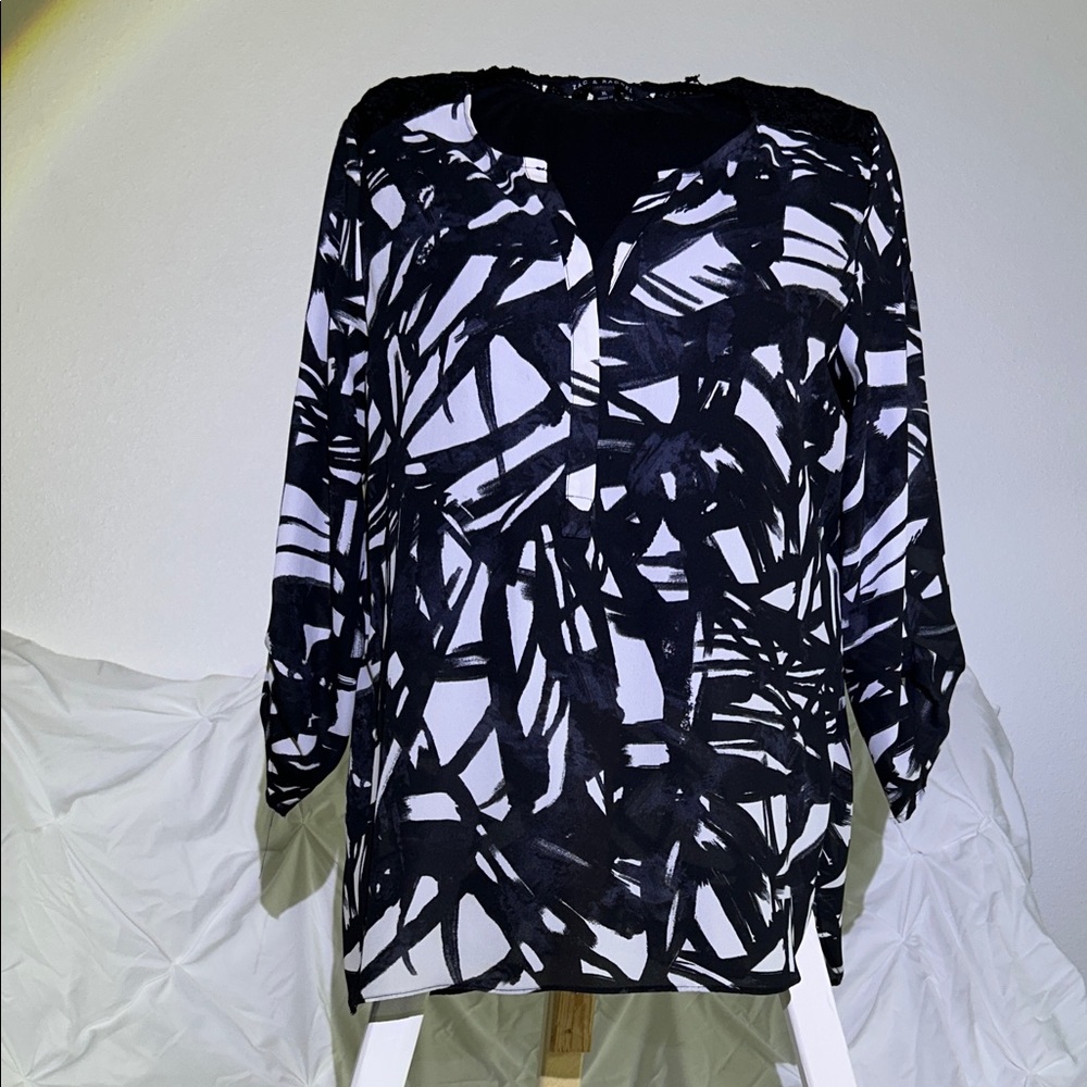 Zac & Rachel Monochrome Brushstroke Blouse